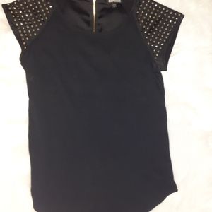 Express black top with gold studs and zipper size small